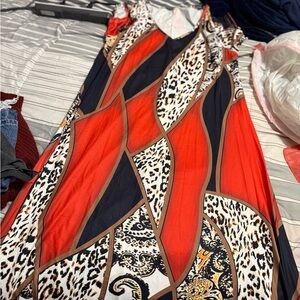 Chic Red and Black Animal Print Dress